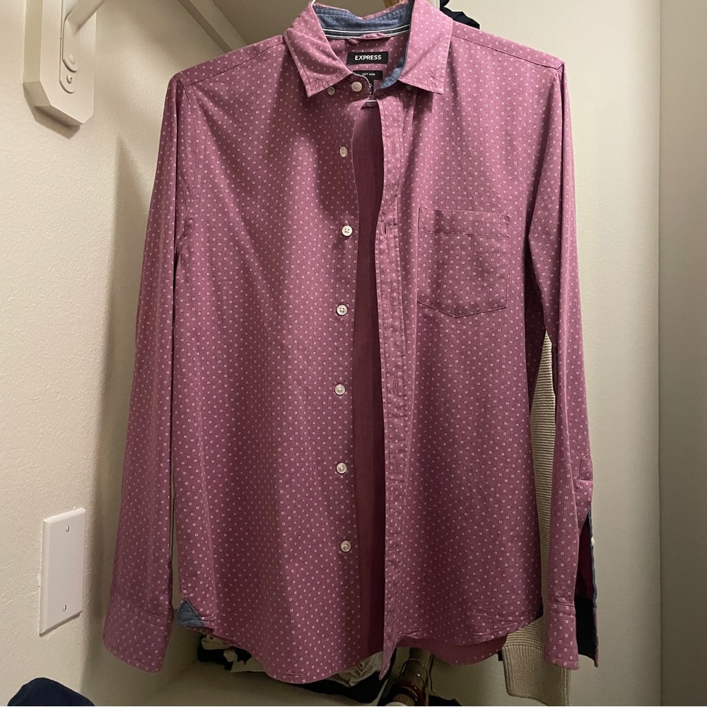 Express Patterned Button Down Shirt - image 1